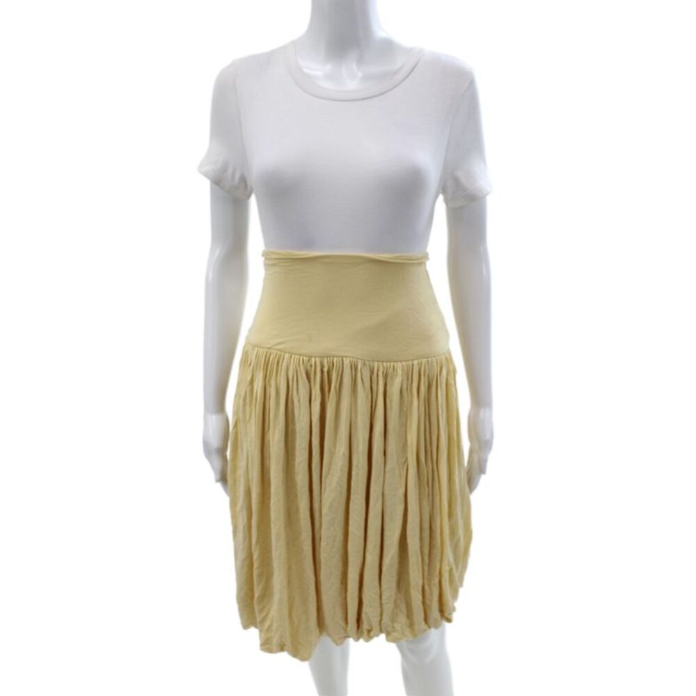 Toteme Womens Mini Skirt Yellow 100% Viscose Pull On Minimalist Summer Size XS